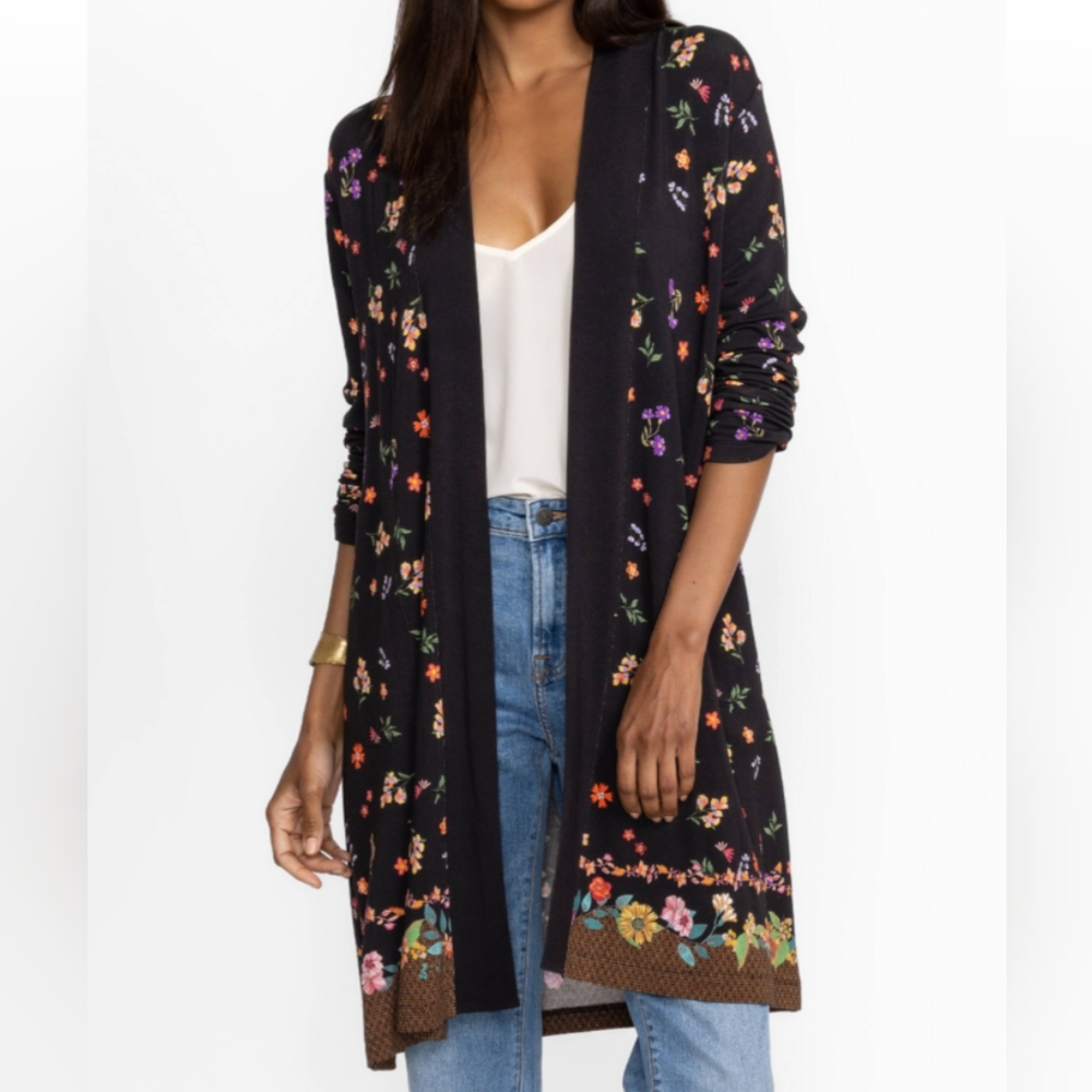 Johnny Was Black Floral Kimono Jacket - Picture 4 of 4